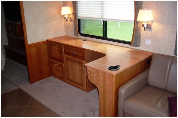 Angled desk with kneehole