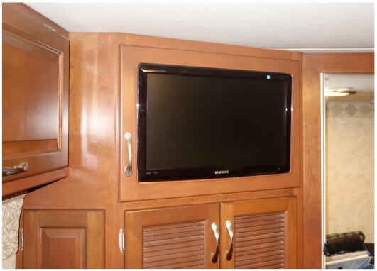 RV bedroom TV cabinet mounted